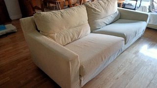 2 sofás de tela beige 3+4 plazas