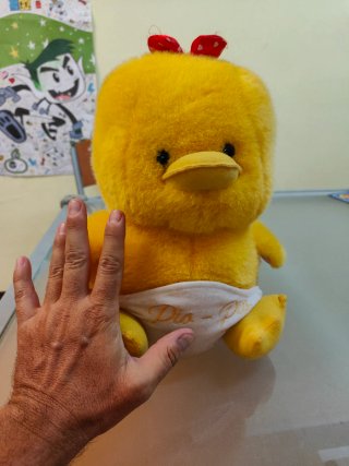 Tre peluche: Pulcino, Tigrotto, Lupetto