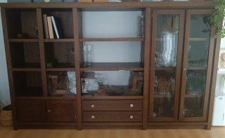Mueble Estantería Grande Madera y Cristal