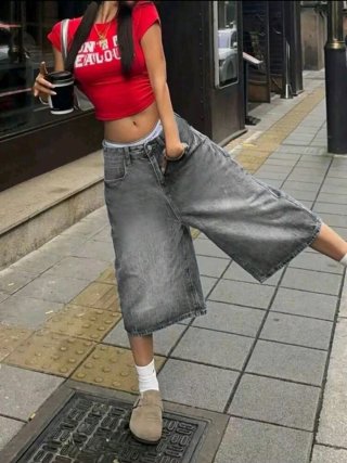 Pantalones cortos vaqueros grises mujer