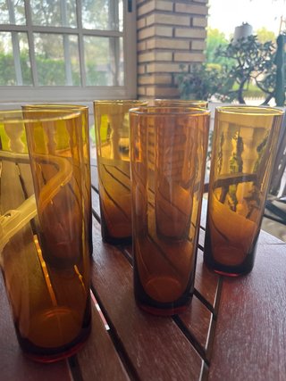 6 Vasos Tubo Cristal Marrón
