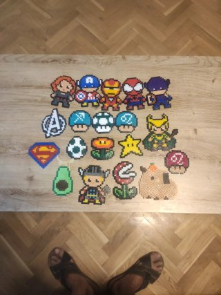 Figuras Hama Beads Superhéroes y Mario