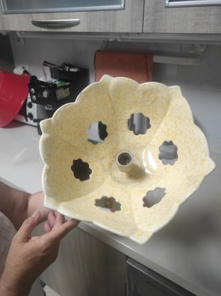 Lámpara cerámica artística cocina frutas.