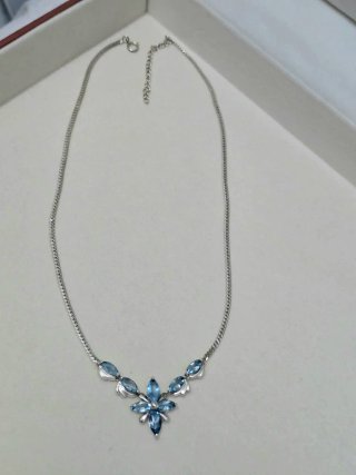 Collar Plata 925 Flor Azul