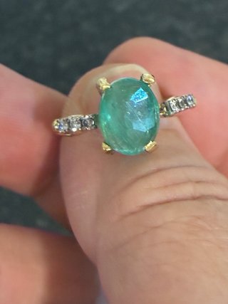 Anillo Oro 18k Esmeralda y Diamantes IGI