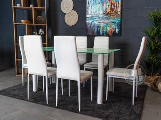 Conjunto de mesa con 6 sillas blanco