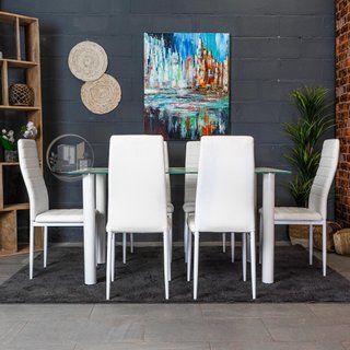 Conjunto de mesa con 6 sillas blanco