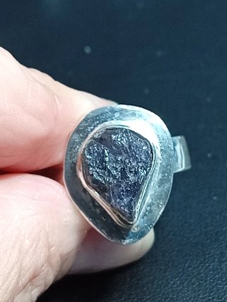 Anillo Plata Ley Piedra amatista en bruto