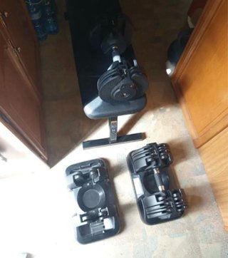 Mancuernas Ajustables 40kg + Banco Plegable