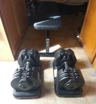 Mancuernas Ajustables 40kg + Banco Plegable