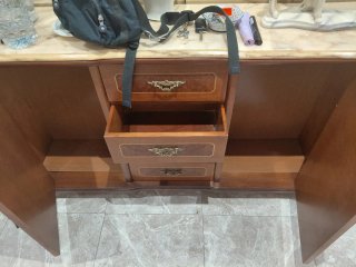 Mueble recibidor vintage mármol y madera con espej