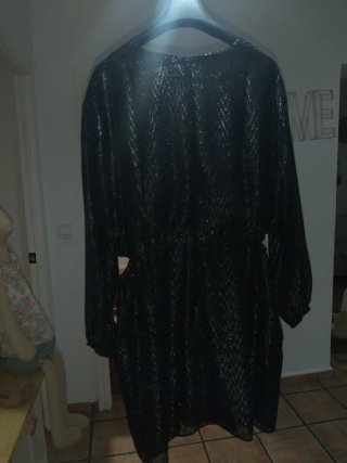 Vestido Mango Negro Brillo Talla XXL