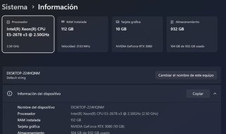 RTX 3080 10GB + Xeon 24 hilos + 112GB