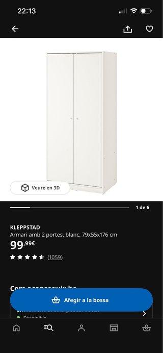 Armario Blanco IKEA 79x55x176cm