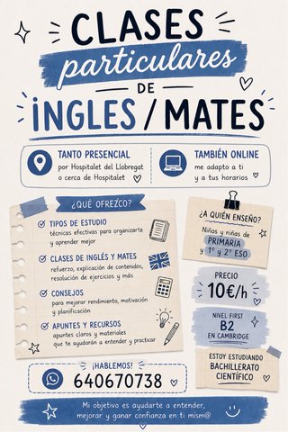 Clases de Ingles/Mates, para Primaria y 1-2ESO