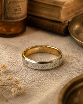 Pareja Anillos Acero Baño Oro 18K