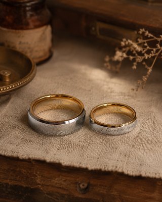Pareja Anillos Acero Baño Oro 18K