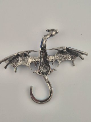 Lote 2 broches dragón azul y plata