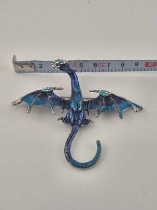Lote 2 broches dragón azul y plata
