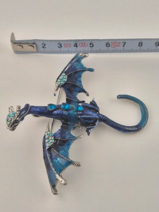 Lote 2 broches dragón azul y plata