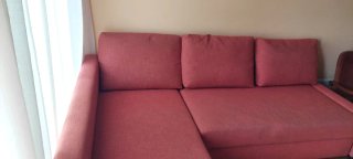 Sofá Chaiselongue Ikea Naranja/Rojo.