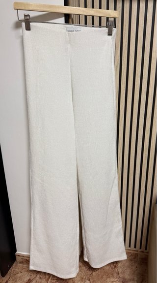 Pantalón  de lino Bershka Blanco