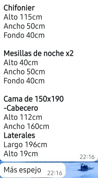 Set de habitación completo incluye espejo