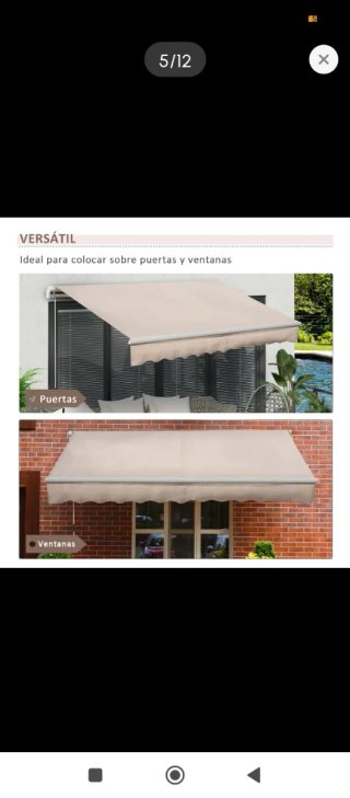 Toldo retráctil beige para jardín