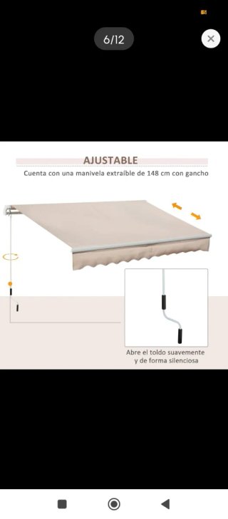 Toldo retráctil beige para jardín