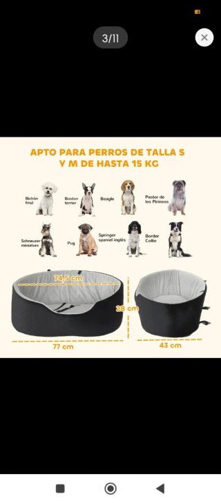 Cama para mascotas negra y gris