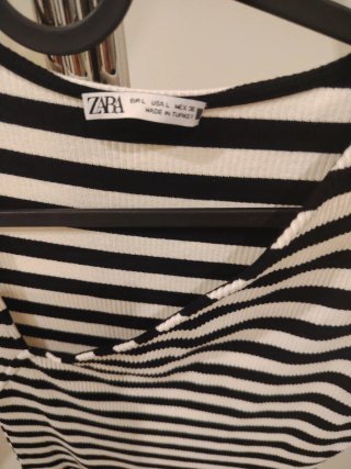 Vestido Zara Rayas Blanco y Negro