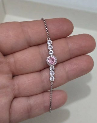 Pulsera Plata 925 con Circonitas Rosas