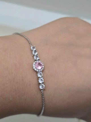 Pulsera Plata 925 con Circonitas Rosas