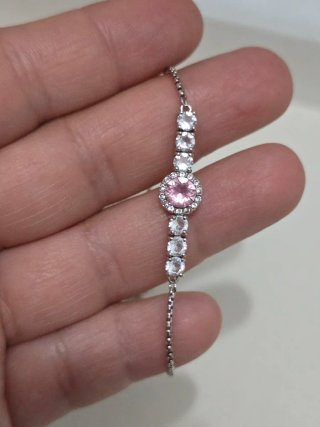 Pulsera Plata 925 con Circonitas Rosas