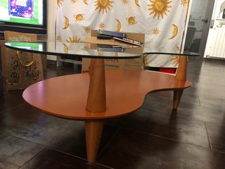 Mesa de centro cristal y madera