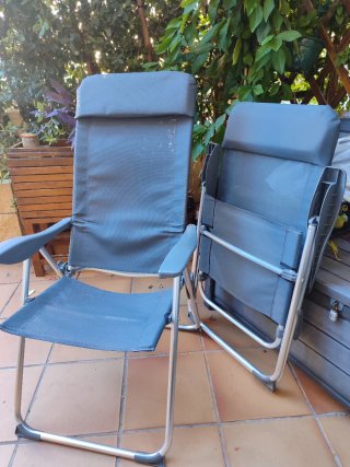 4 Sillas Camping Reclinables Tela y Metal