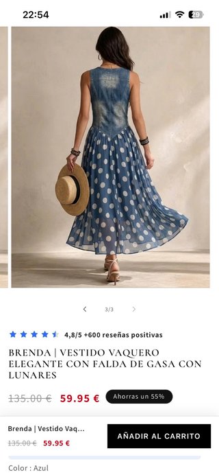 Vestido vaquero elegante lunares