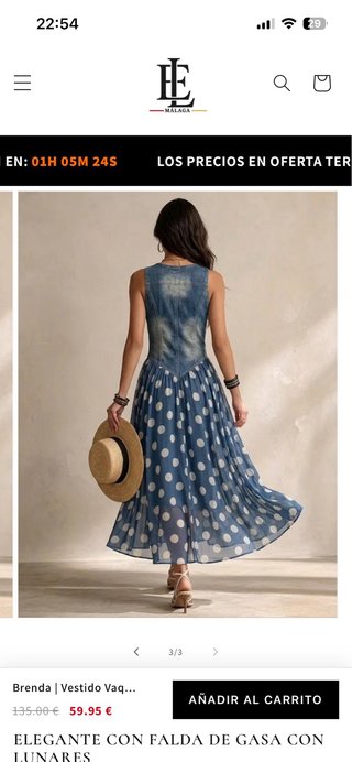 Vestido vaquero elegante lunares