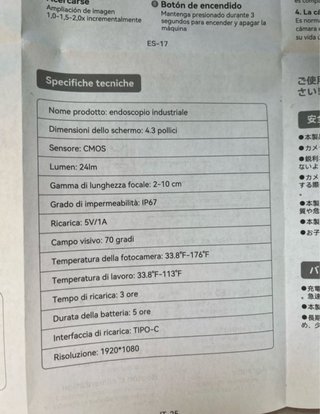 Endoscopio professionale con accessori multilingua