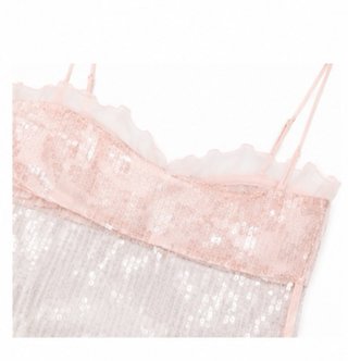Top lentejuelas rosa con lazo