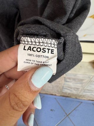 Polo Lacoste Vintage XXL Grigio Antracite Cotone