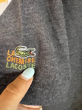 Polo Lacoste Vintage XXL Grigio Antracite Cotone