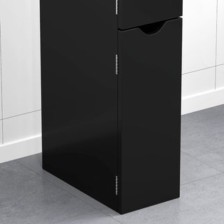 Mueble de Baño Ahorra Espacio en Columna con 2 Estantes y 2 Armarios, Columna de Baño de Madera para Salón, 15.2X29.8X118 Cm, Negro