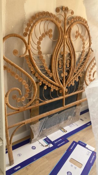 Cabezal Cama Matrimonio Mimbre Vintage