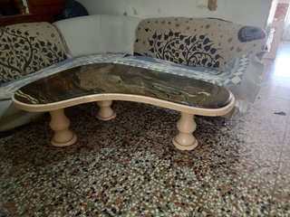 Mesa de centro piedra y madera