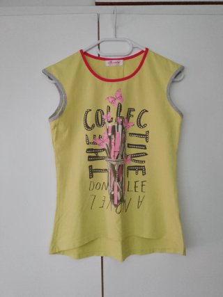 Top giallo senza maniche in cotone elasticizzato