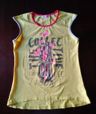 Top giallo senza maniche in cotone elasticizzato