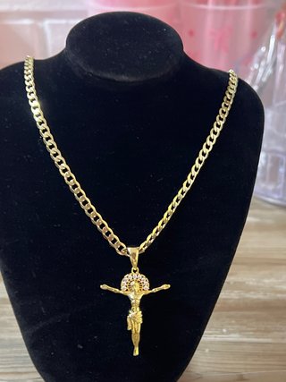 Collar Cruz Cristo 14K Laminado 60cm
