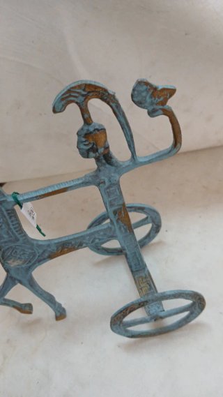 Bronzetto antico statua cavallo con auriga