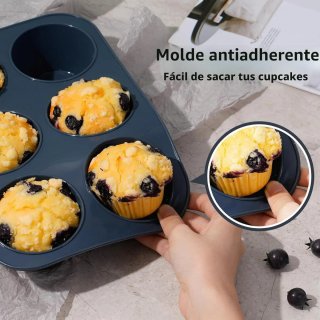 Molde Grande Silicona 6 Muffins para Hornear